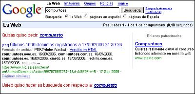 Primeros resultados de computoes en Google