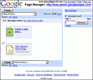 Page Manager de Google Page Creator