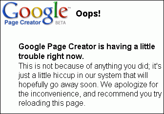 Oops Google Page Creator