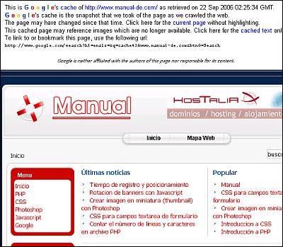 Cache de Google del 22.09.2006