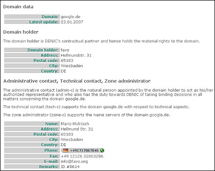 Whois de google.de