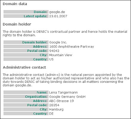 Whois de google.de