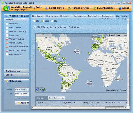 Origen geografico de las visitas del blog