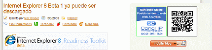 Layout del blog en Internet Explorer 8 Beta 1