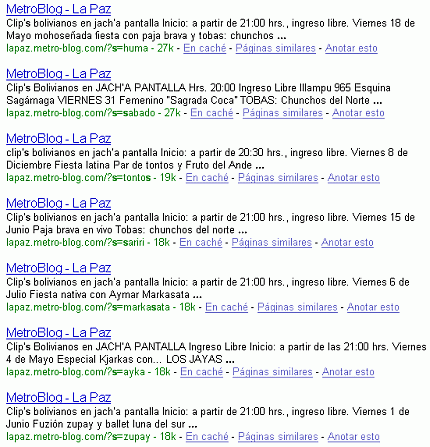 Páginas indexadas por formularios