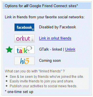 Google Friend Connect bloqueado por Facebook