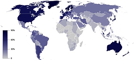 Penetración de Usuarios de Internet por país